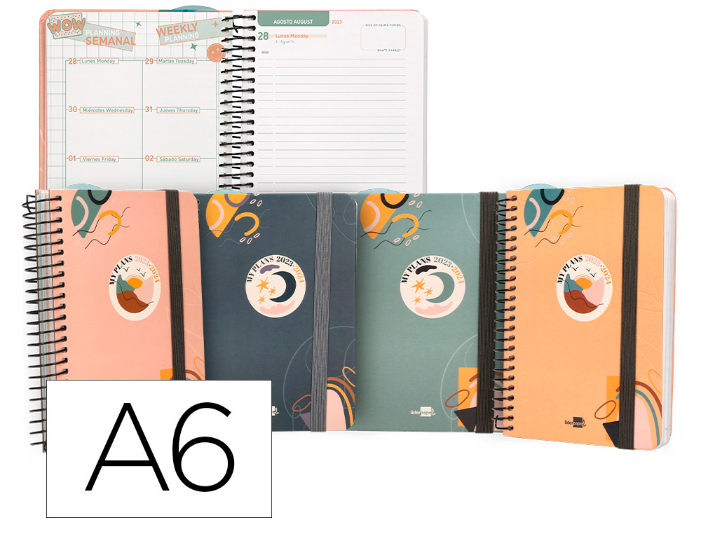 AGENDA ESCOLAR LIDERPAPEL CURSO 23-24 COLLEGE CLASSIC MY PLANS MINI BILINGUE DIA PAGINA ESPIRAL