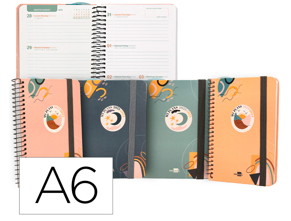 AGENDA ESCOLAR LIDERPAPEL CURSO 23-24 COLLEGE CLASSIC MY PLANS MINI BILINGUE SEMANA VISTA ESPIRAL