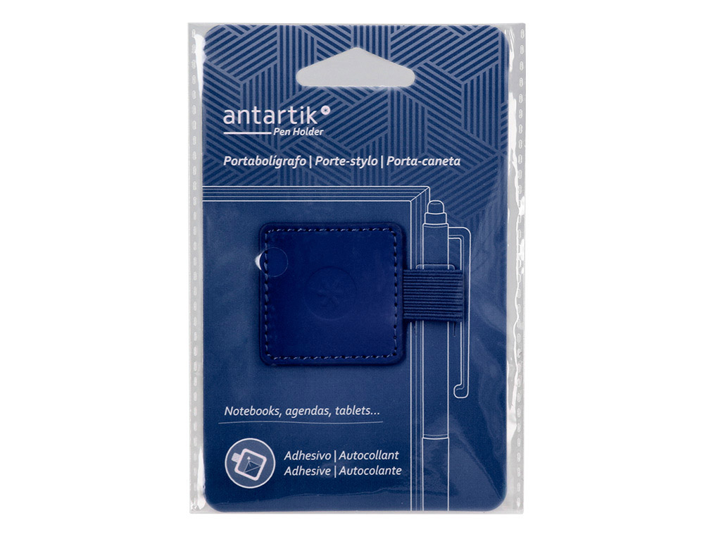 PORTABOLIGRAFO AUTOADHESIVO ANTARTIK PARA CUADERNO NOTE CON ELASTICO HASTA 15 MM GROSOR 80 MM AZUL MARINO
