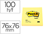 BLOC DE NOTAS ADHESIVAS QUITA Y PON POST-IT 76X76 MM CON 100HOJAS