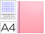 CUADERNO ESPIRAL LIDERPAPEL A4 MICRO JOLLY TAPA FORRADA 140H 75 GR CUADRO 5MM 5 BANDAS 4 TALADROS COLOR ROSA