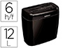 DESTRUCTORA DE DOCUMENTOS FELLOWES 36C CAPACIDAD DE CORTE 6 HOJAS PARTICULAS DESTRUYE GRAPAS CLIPS TARJETAS