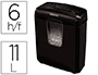 DESTRUCTORA DE DOCUMENTOS FELLOWES 6C CAPACIDAD DE CORTE6 HOJAS EN PARTICULAS DESTRUYE GRAPAS CLIPS Y TARJETAS 11L