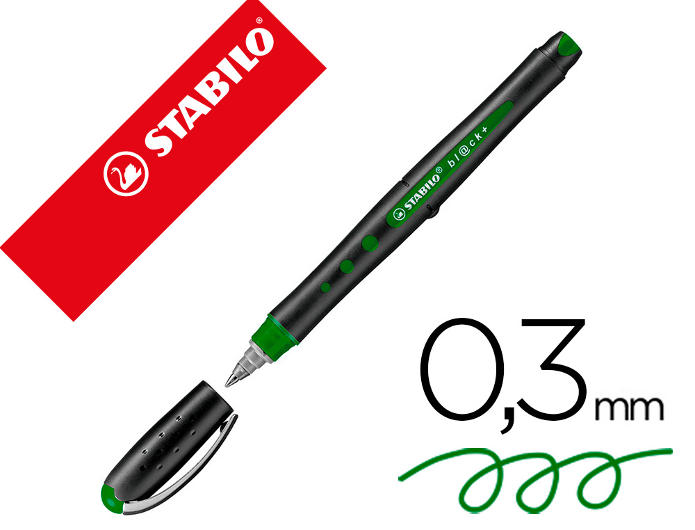 ROTULADOR STABILO ROLLER BALL BL@CK 0,3 MM VERDE
