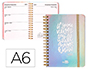 AGENDA DOBLE ESPIRAL LIDERPAPEL KYMOLOS TAPA IRIDISCENTE TAMAO A6 SEMANA VISTA PAPEL BLANCO 70G