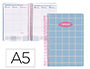 AGENDA ESPIRAL LIDERPAPEL CLASSIC A5 2025 SEMANA VISTA COLOR AZUL CLARO PAPEL 70 GR