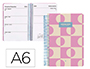 AGENDA ESPIRAL LIDERPAPEL CLASSIC A6 2025 SEMANA VISTA COLOR ROSA PAPEL 70 GR