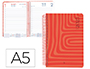 AGENDA ESPIRAL LIDERPAPEL SYROS A5 2025 DIA PAGINA COLOR ROJO PAPEL 60 GR