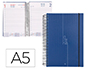 AGENDA ESPIRAL LIDERPAPEL OLBIA A5 2025 DIA PAGINA COLOR AZUL PAPEL 60 GR