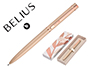 BOLIGRAFO BELIUS ROSE ALUMINIO COLOR BEIGE CLARO ORO ROSA TINTA AZUL CAJA DE DISEO