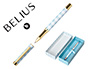 BOLIGRAFO BELIUS PERFECT PICNIC DAY ALUMINIO COLOR AZUL CELESTE DORADO TINTA AZULCAJA DE DISEO