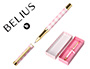 BOLIGRAFO BELIUS PICNIC ALUMINIO COLOR ROSA DORADO TINTA COLOR AZUL CAJA DE DISEO