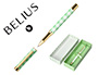 BOLIGRAFO BELIUS PICNIC ALUMINIO COLOR VERDE DORADO TINTA COLOR AZUL CAJA DE DISEO