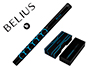 BOLIGRAFO BELIUS LEGACY ALUMINIO DISEO CIRCULOS AZUL CUERPO NEGRO TINTA COLOR AZUL CAJA DE DISEO