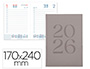 AGENDA ENCUADERNADA LIDERPAPEL CRETA 170X240 MM 2026 DIA PAGINA GRIS PAPEL 70 GR FSC