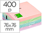 BLOC DE NOTAS ADHESIVAS QUITA Y PON Q-CONNECT 76X76 MM PASTEL CON 400 HOJAS