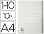 SEPARADOR NUMERICO Q-CONNECT PLASTICO 1-10 JUEGO DE 10 SEPARADORES DIN A4 MULTITALADRO