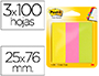 BLOC DE NOTAS ADHESIVAS QUITA Y PON POST-IT 671/3 MININOTAS ROSA/VERDE/AMARILLO NEON