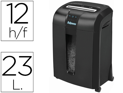DESTRUCTORA DE DOCUMENTOS FELLOWES 73 CI CAPACIDAD DE CORTE 12 H DESTRUYE GRAPAS TARJETAS CLIPS Y CD 23 LITROS