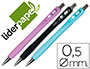 PORTAMINAS LIDERPAPEL SHAKER 0,5 MM CON GOMA SUJECION SOFT Y PUNTA RETRACTIL COLORES SURTIDOS