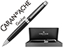 BOLIGRAFO CARAN D'ACHE LEMAN EBONY LACA CHINA NEGRA ADORNOS PLATEADOS RODIADOS CON ESTUCHE Y PUNTA MEDIA